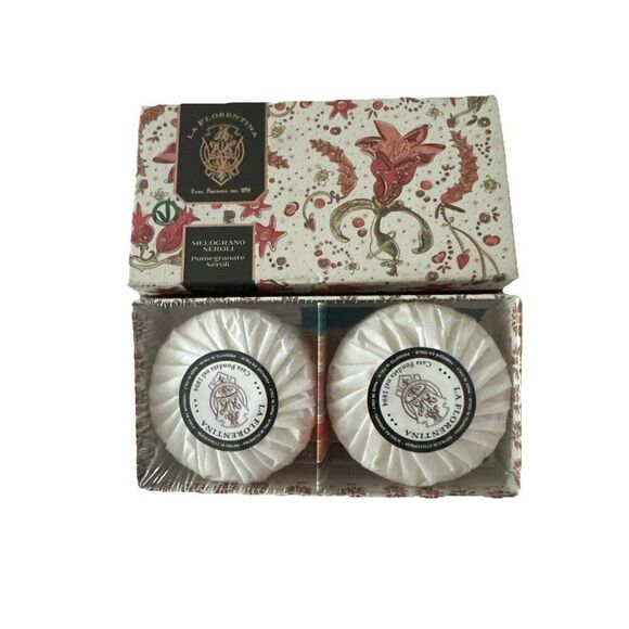 La Florentina Melograno Pomegranate Neroli Soap 2 Bars 4 Oz Italy Brand New - Picture 1 of 2